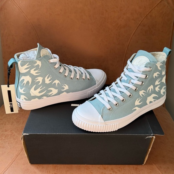 MCQ BY ALEXANDER MCQUEEN CANVAS SWALLOW HIGH-TOP SNEAKER SEAGLASS BLUE SIZE 40 - Picture 1 of 9